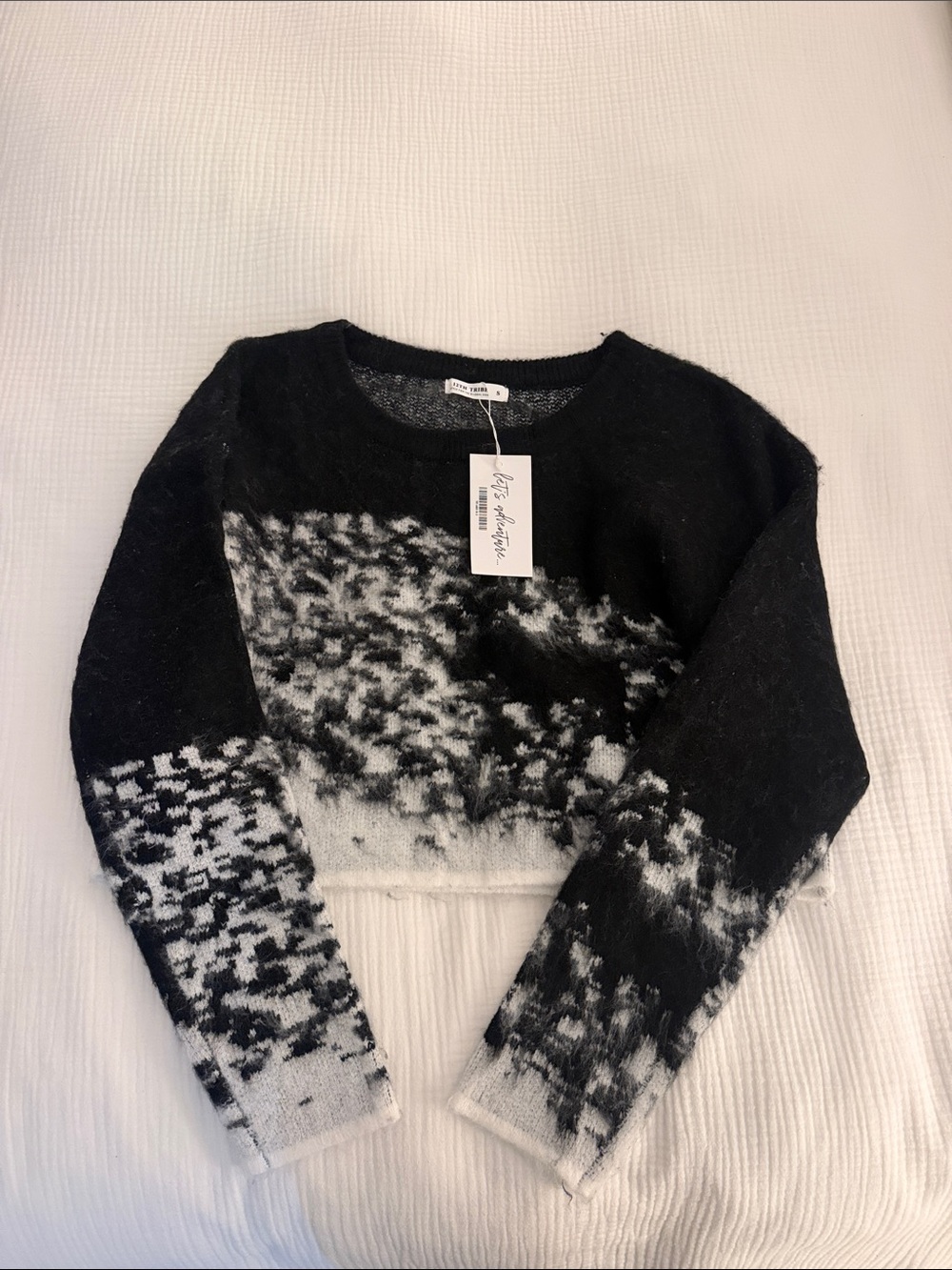 12th Tribe Jane Black and White Cropped Sweater S Brand New
